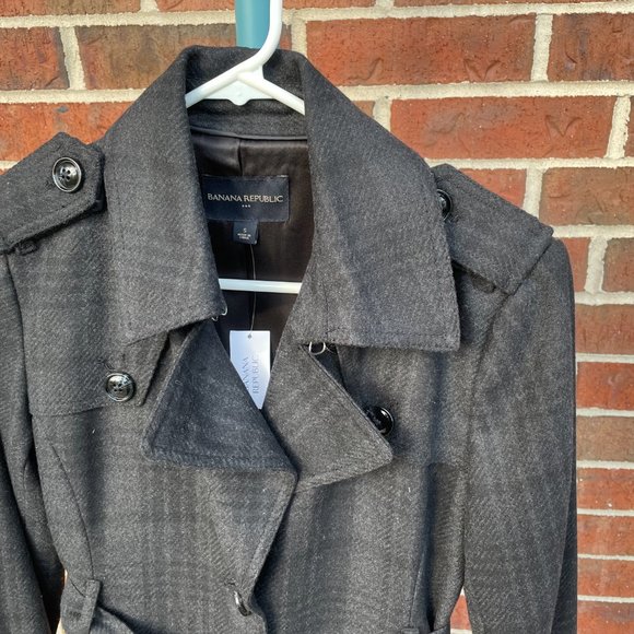 NWT New Wool Plaid Banana Republic Coat - Small - Picture 2 of 10